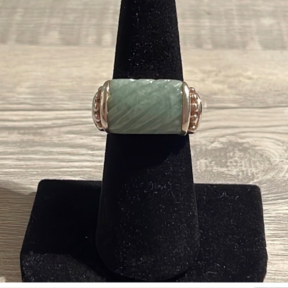 Vintage Judith Ripka Jade and Silver Ring.